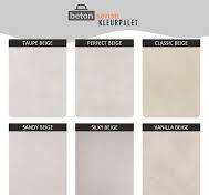 beton cire kleurenkaart
